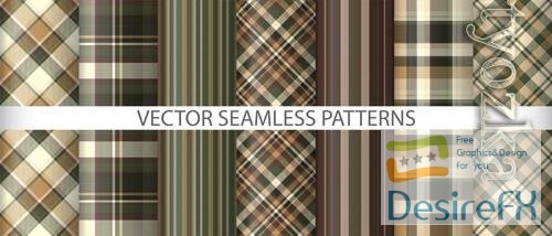 Vector set pattern fabric check tartan plaid background texture vector seamless textile
