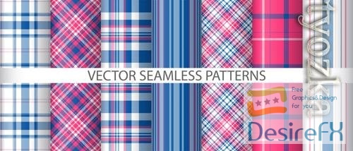 Vector set tartan texture textile background fabric vector plaid check pattern seamless