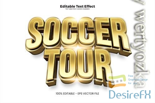 Vector soccer tour editable text effect in modern trend style