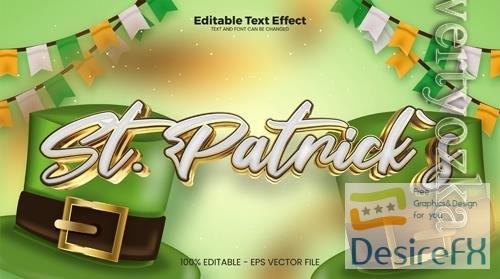 Vector st patricks editable text effect in modern trend