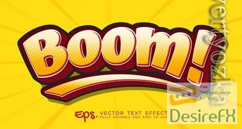 Vector three dimension text boom with editable comic style effect