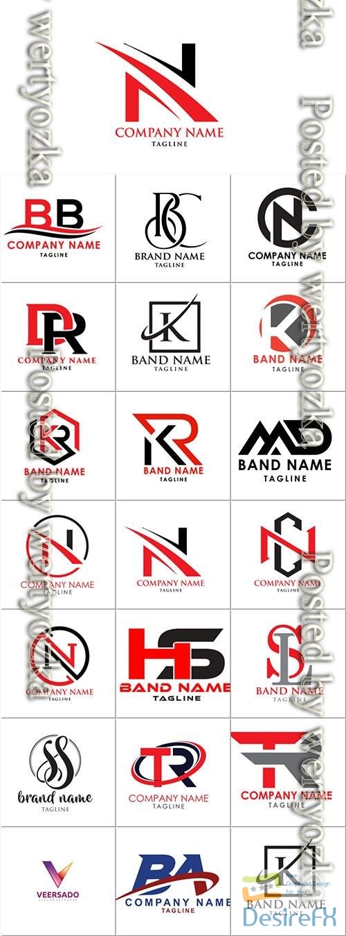 Vector typography logos design alphabet