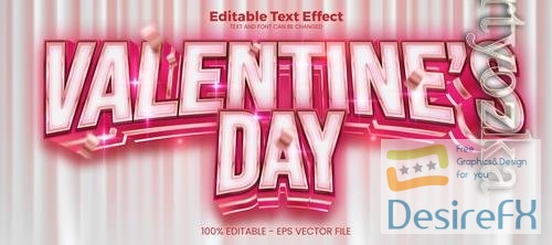 Vector valentines day editable text effect 3d text effect template