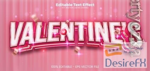 Vector valentines editable text effect 3d text effect template