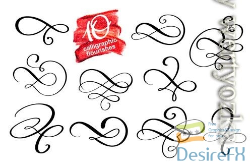 Vector vector set of calligraphic design flourish elements and page decorations elegant collection
