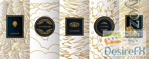 Vector vintage set of design vertical elements labels frames logo packaging luxury design vol 8