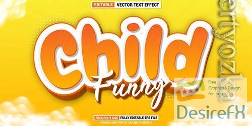 Vector yellow child text effect