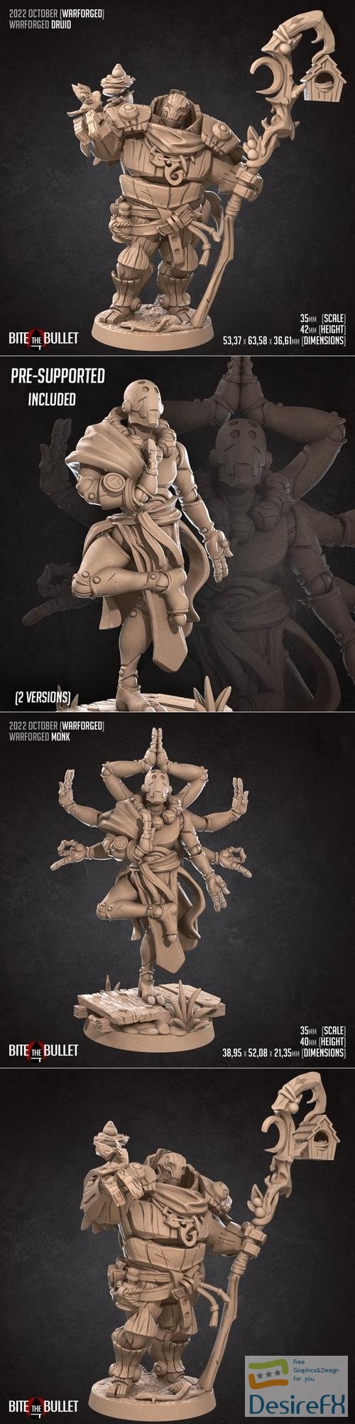 Warforged Monk and Druid – 3D Print