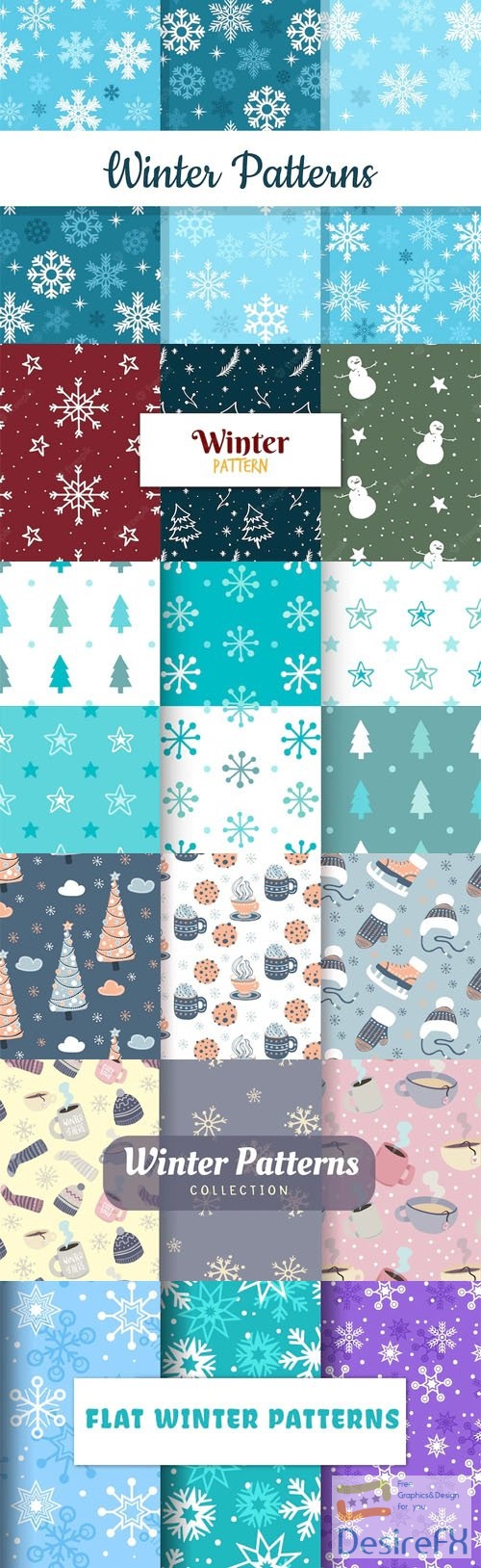 Winter Patterns - 40 Vector Patterns Design Templates