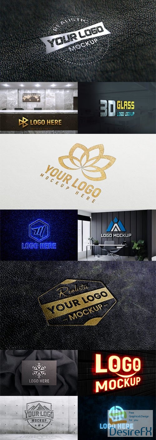 20 Realistic 3D Logo PSD Mockups Templates