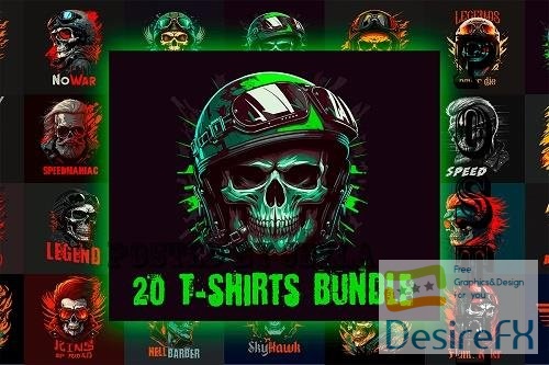20 Skull T-shirts Design Bundle - 2433314