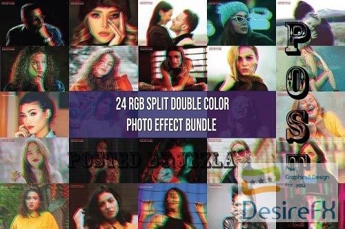 24 RGB Split Double Color Photo Effect -  24 Premium Graphics