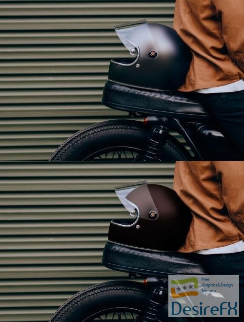 Adobestock - Black Helmet Mockup Placed on a Motorcycle 461594834