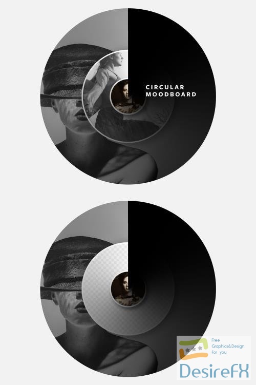 Adobestock - Circular MoodBoard With Black Gradient Overlay and 3 Placeholder Options 547934161