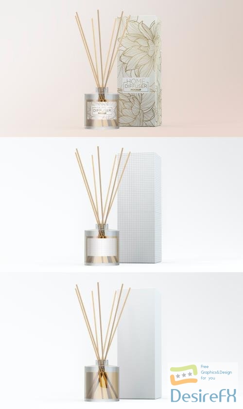 Adobestock - Glass Diffuser Bottle with Paper Box Mockup 397274482