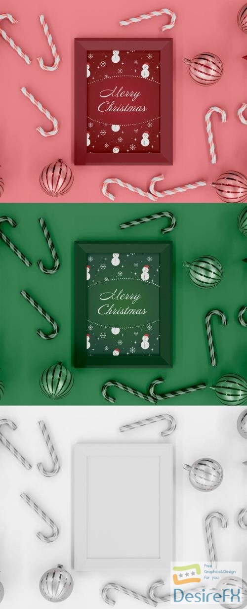 Adobestock - Vertical Frame and Holiday Decorations Mockup 546981144