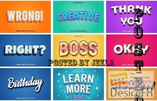 Big Set of 3d Editable Text Effect Style - 01