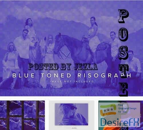Blue Toned Risograph PSD Photo Effect - PXCTQ45
