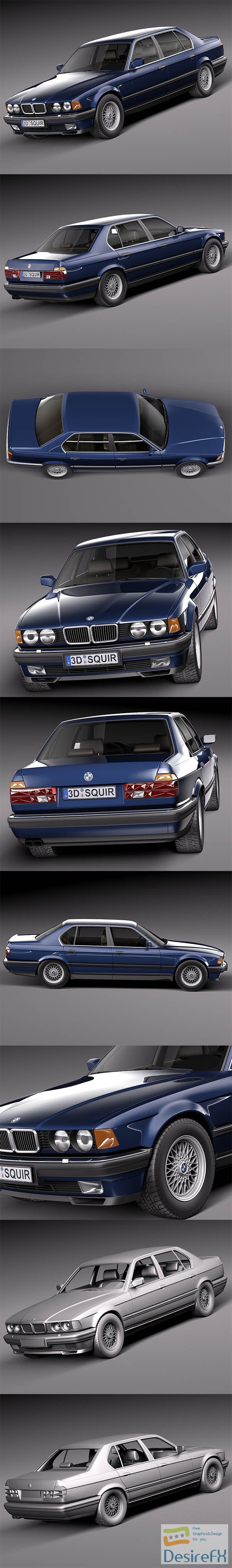 BMW 7-Series e32 1986-1994 3D Model