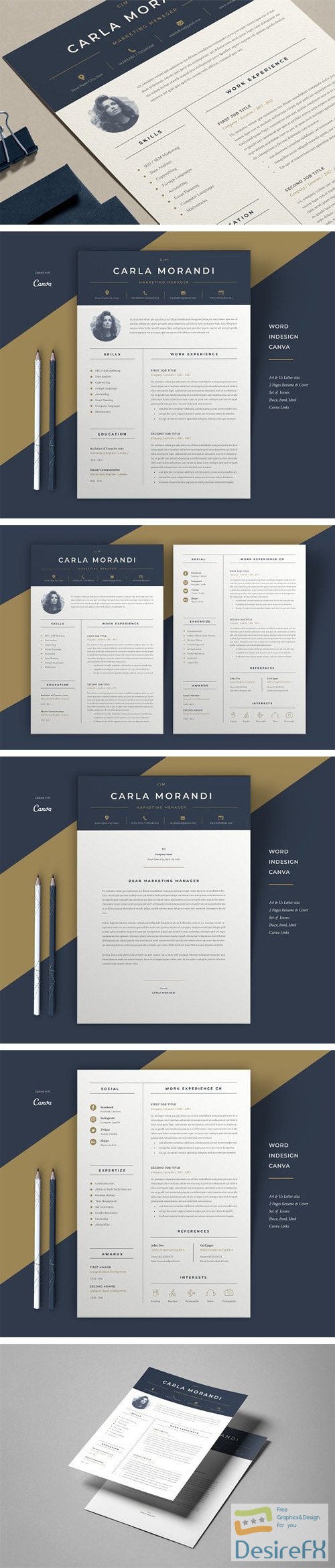 Carla - Minimal Resume Template + Cover Letter A4/US Letter