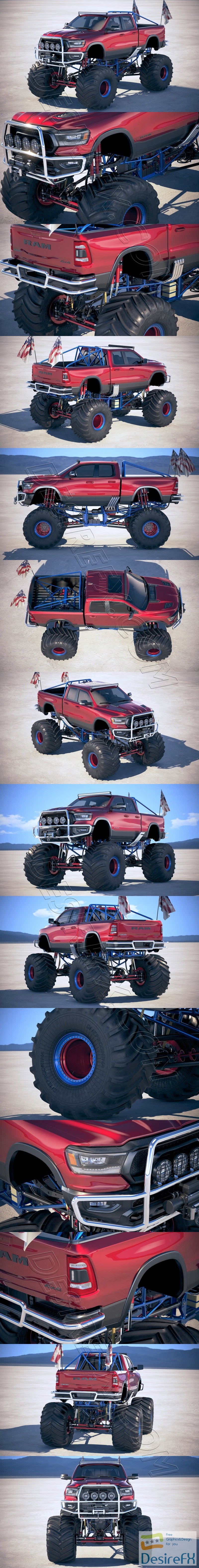 Dodge RAM 1500 Rebel 2019 Monster Truck 3D Model