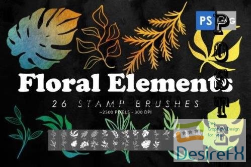 Floral Elements Photoshop Stamp Brushes - 2428456