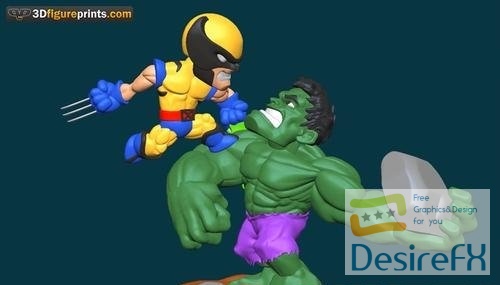 Hulk Vs Wolverine Chibi – 3D Print