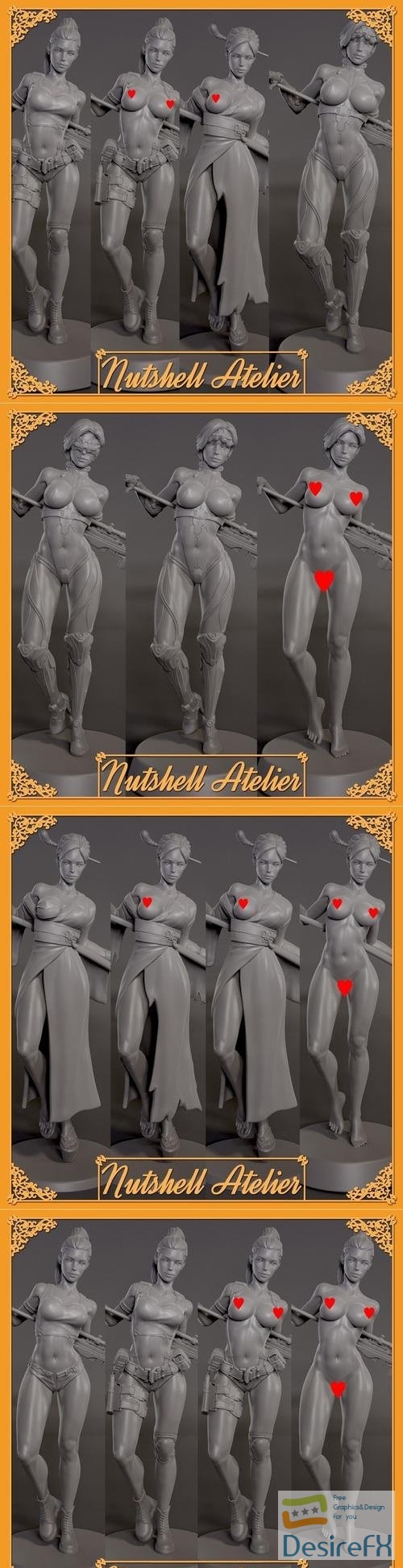 Nutshell Atelier - Assassin Type 01 - 02 - 03 Together – 3D Print