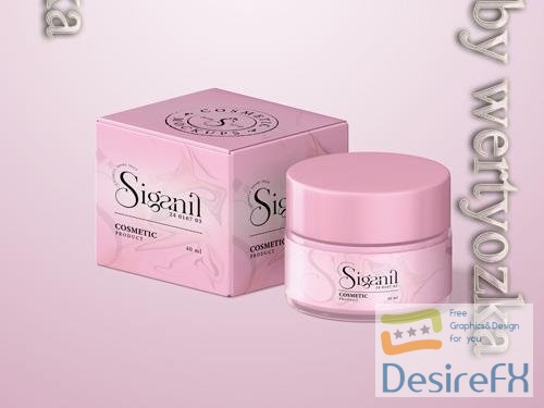 PSD glossy plastic cosmetic cream container branding mockup