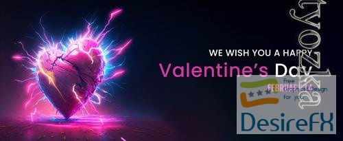 PSD happy valentines day banner, holiday romantic backgroun