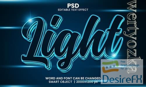 PSD neon light 3d editable photoshop text effect style with background