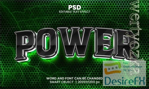PSD power 3d editable photoshop text effect style with modern background