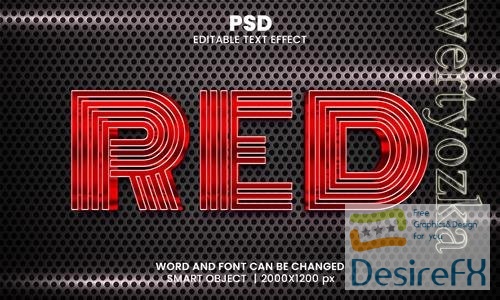 PSD red 3d editable photoshop text effect style with modern background