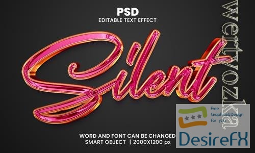 PSD silent chrome luxury 3d editable photoshop text effect style with background