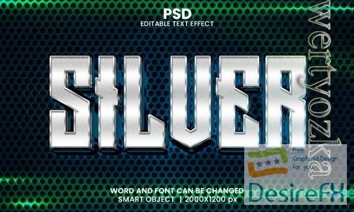 PSD silver 3d editable photoshop text effect style with modern background