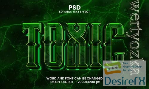 PSD toxic modern 3d editable photoshop text effect style with background