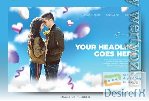 PSD vibrant blue valentine web banner social media post feed