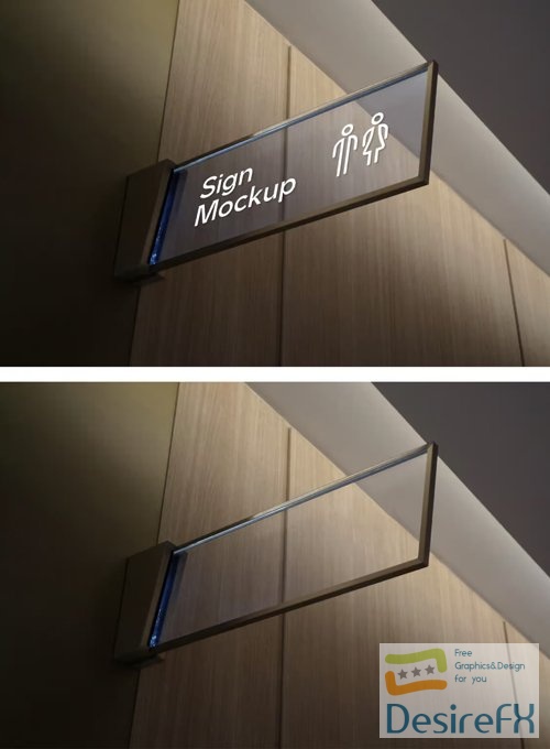 Realistic Transparent Glass Rectangle Sign - PSD Mockup