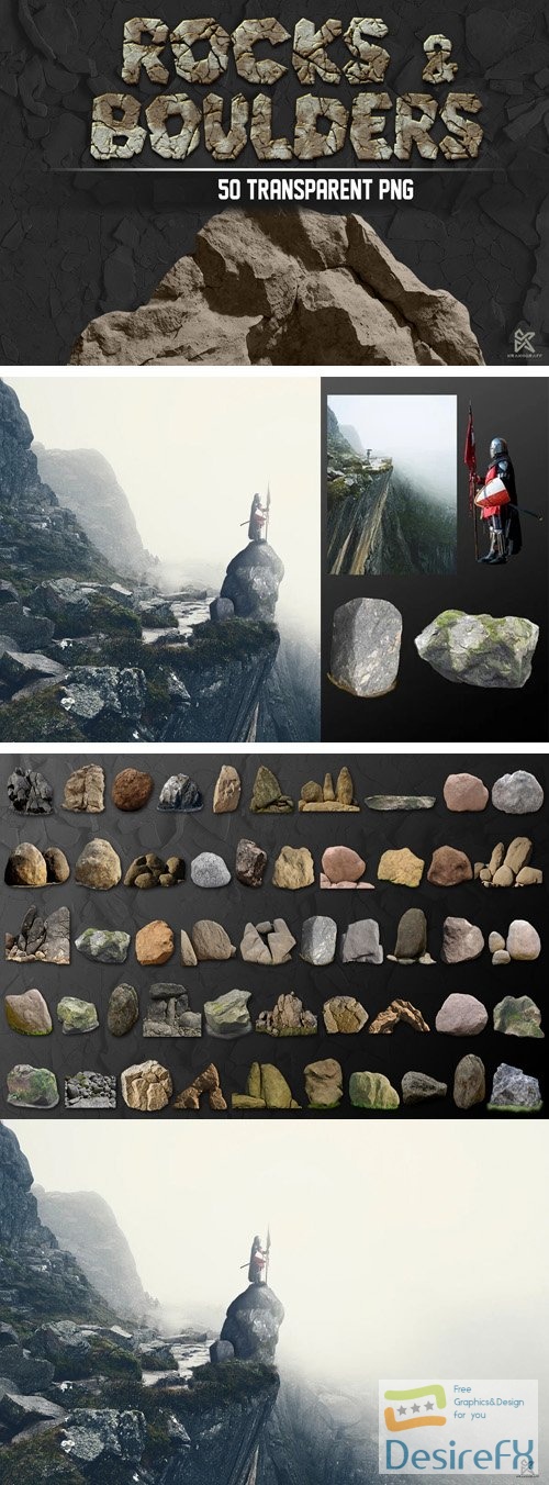 Rocks & Boulders Pack - 50 Transparent PNG