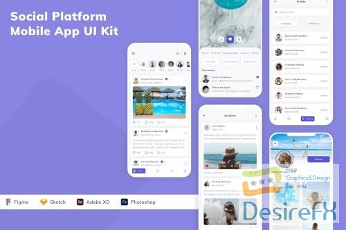 Social Platform Mobile App UI Kit UPHBYBL