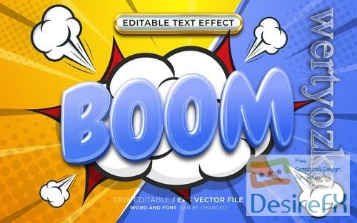Vector boom comic cartoon hero 3d editable text effect