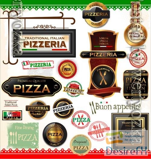 Vector pizza labels design