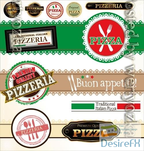 Vector pizza labels template