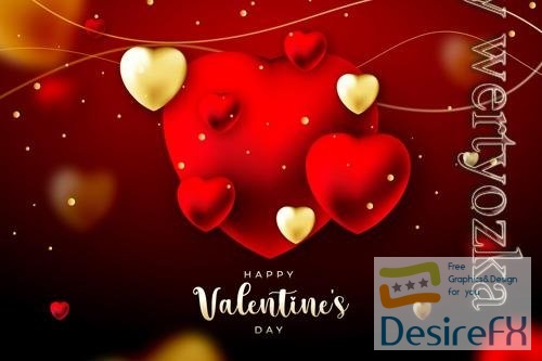 Vector red gradient valentine's day background with hearts