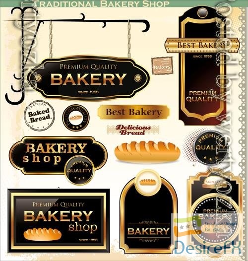 Vector retro bakery badges and labels