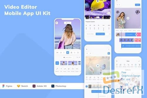 Video Editor Mobile App UI Kit DRV2W92