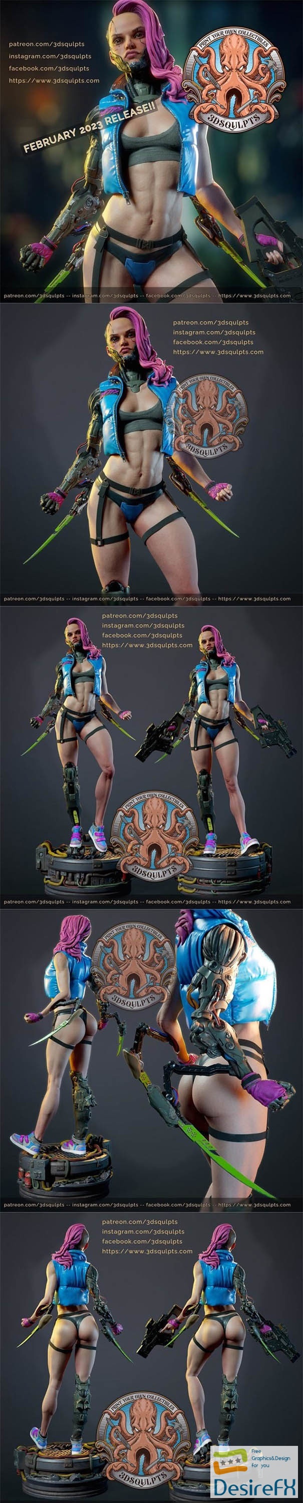 3dsqulpts – Cyberpunk Girl – 3D Print