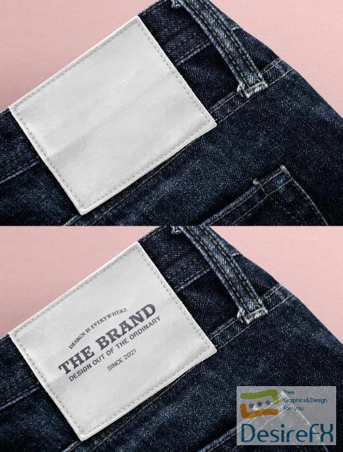 Adobestock - Editable Jeans Leather Label Mockup 438537147