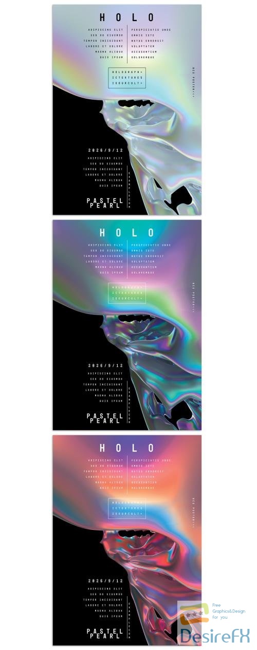 Adobestock - Modern Abstract Holographic Posters Design Layouts 422821121