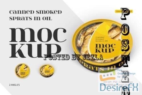 Canned Smoked Sprats in Oil Mockup - 13443870